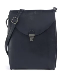 Fold Umhängetasche glattes Rindsleder dunkelblau