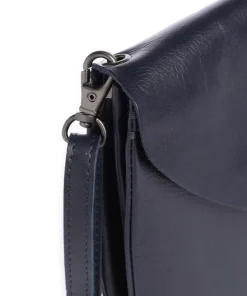 Fold Umhängetasche glattes Rindsleder dunkelblau