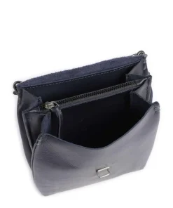 Fold Umhängetasche glattes Rindsleder dunkelblau