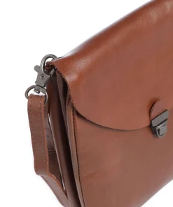 Fold Umhängetasche glattes Rindsleder cognac