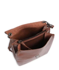 Fold Umhängetasche glattes Rindsleder cognac