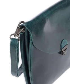 Fold Umhängetasche glattes Rindsleder petrol