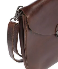 Fold Umhängetasche glattes Rindsleder dunkelbraun