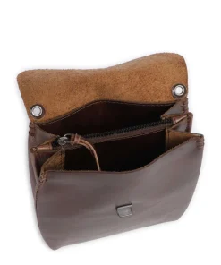 Fold Umhängetasche glattes Rindsleder dunkelbraun