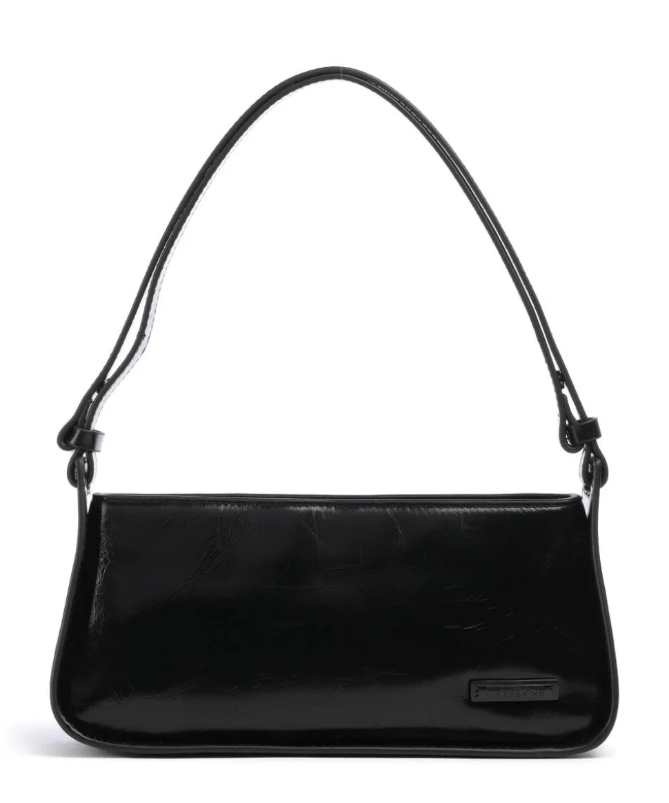 Franzis Lack Distressed S Schultertasche Leder schwarz