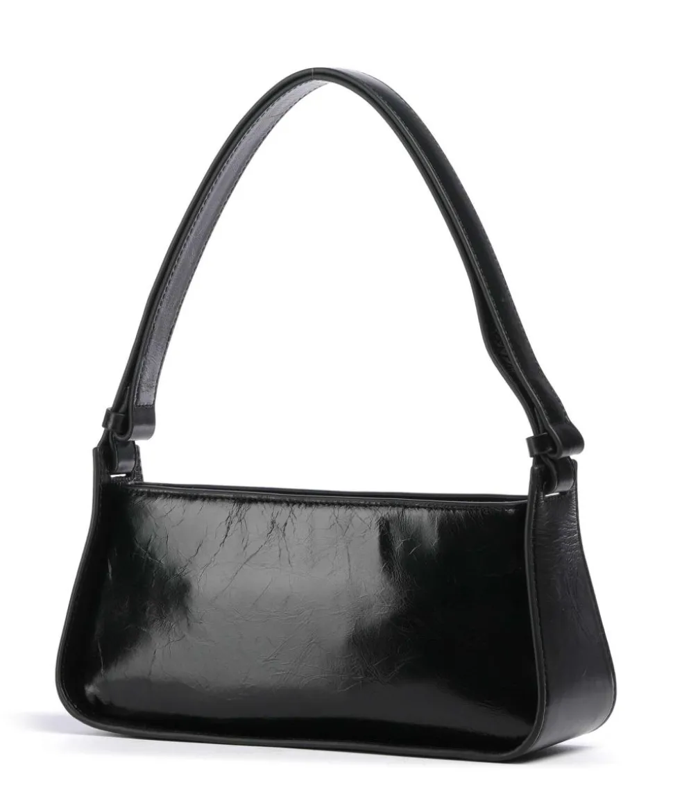 Franzis Lack Distressed S Schultertasche Leder schwarz