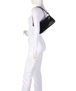 Franzis Lack Distressed S Schultertasche Leder schwarz