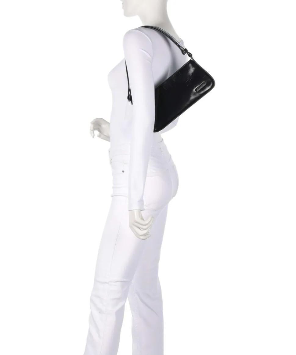 Franzis Lack Distressed S Schultertasche Leder schwarz