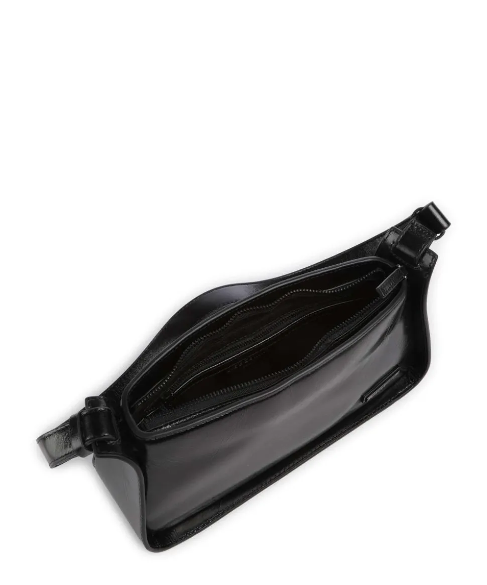 Franzis Lack Distressed S Schultertasche Leder schwarz