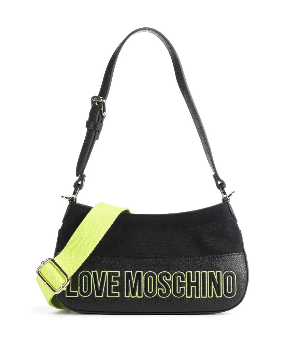 Free-Time Schultertasche Baumwolle, Lederimitat schwarz