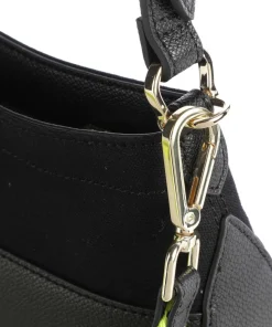 Free-Time Schultertasche Baumwolle, Lederimitat schwarz