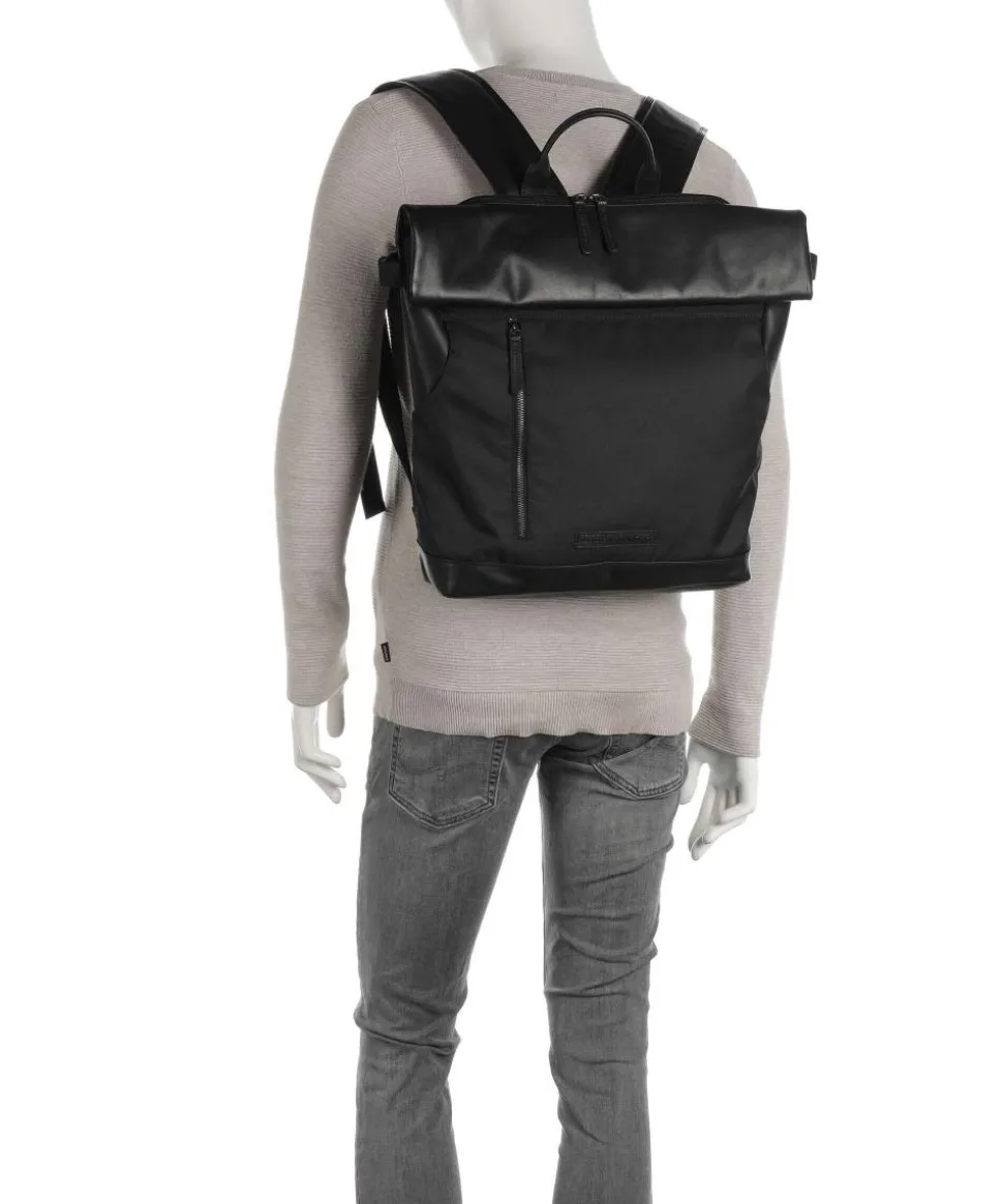Fusion Bornholm Rolltop Rucksack 17″ Nylon, Leder schwarz