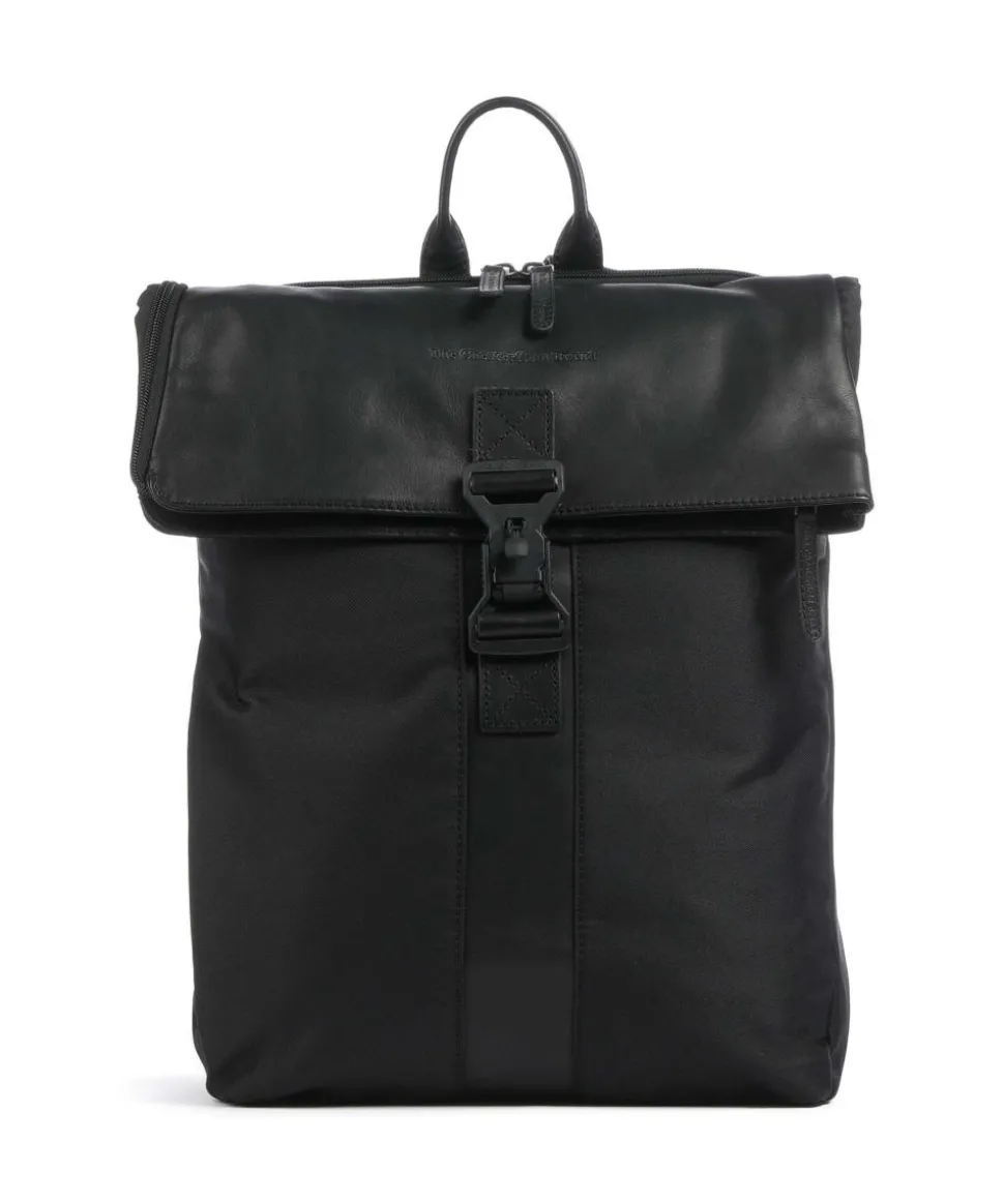 Fusion Trondheim Rucksack 16″ recyceltes Nylon, Leder schwarz