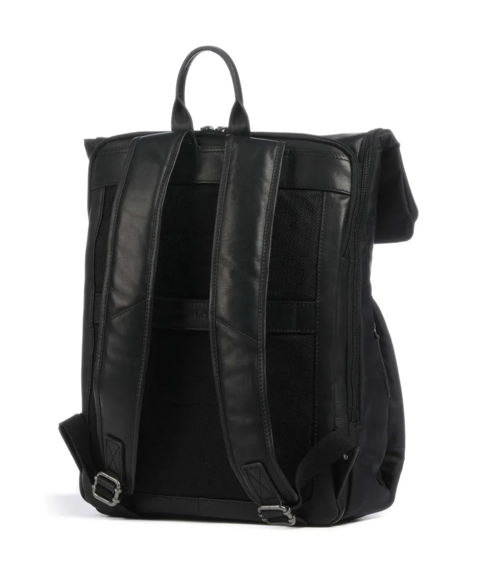 Fusion Trondheim Rucksack 16″ recyceltes Nylon, Leder schwarz