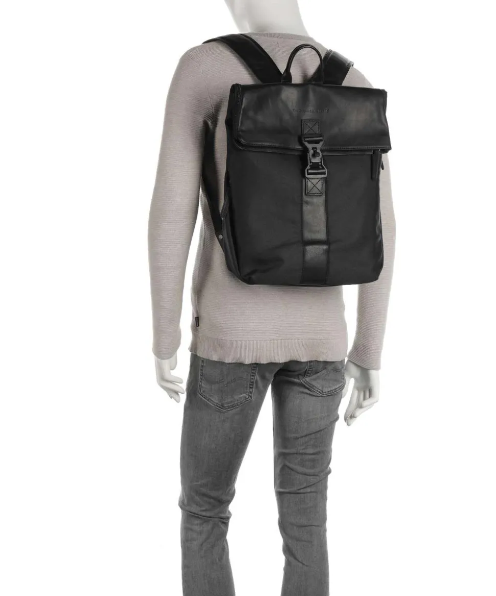 Fusion Trondheim Rucksack 16″ recyceltes Nylon, Leder schwarz