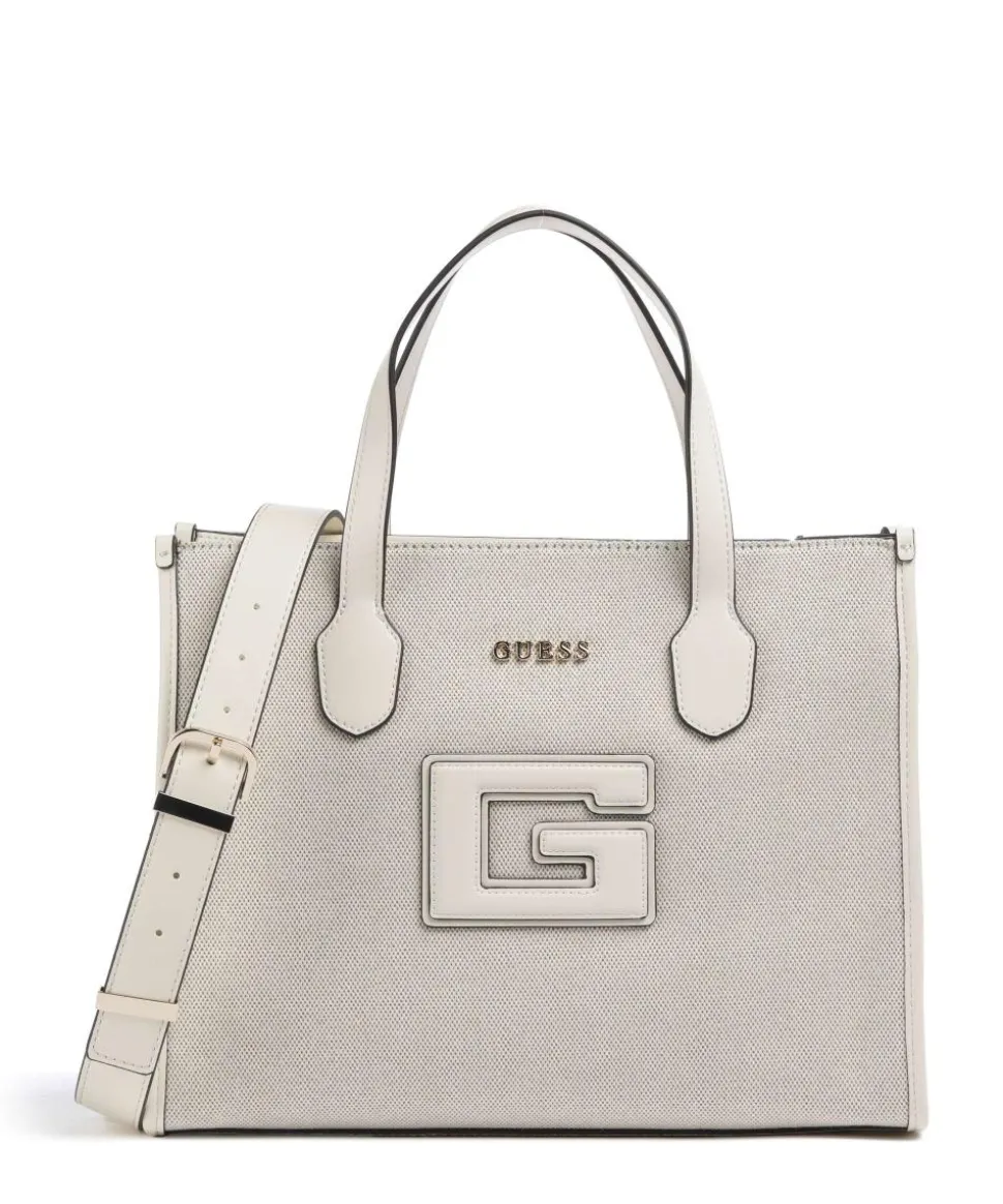 G Status Handtasche Polyester, Canvas beige/weiß