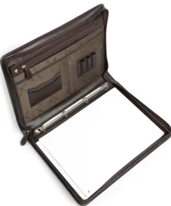 Gaucho A4 Rits Mappe fein genarbtes Rindsleder dunkelbraun