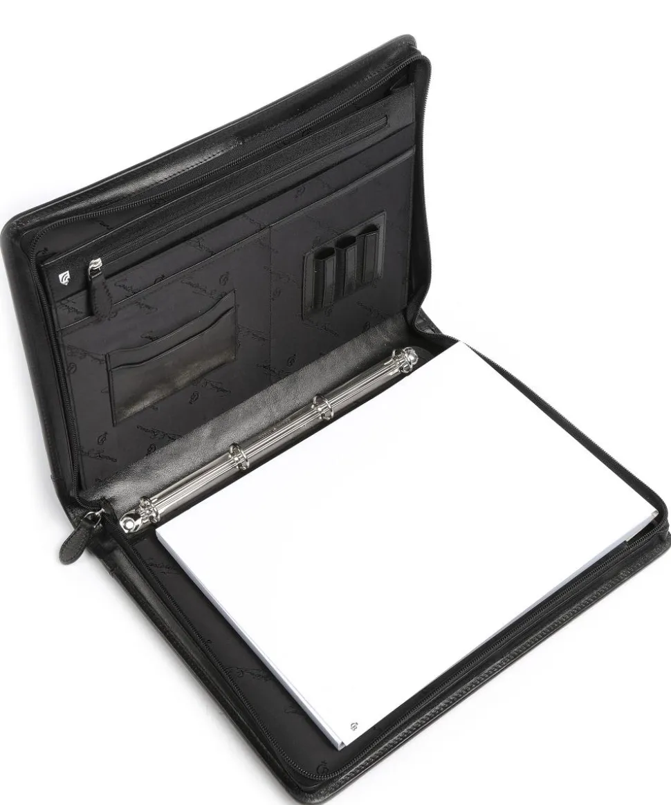 Gaucho A4 Rits Mappe fein genarbtes Rindsleder schwarz