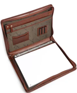 Gaucho A4 Rits Mappe fein genarbtes Rindsleder cognac