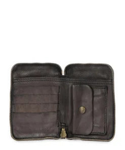 Geldbörse geprägtes Rindsleder dunkelgrau