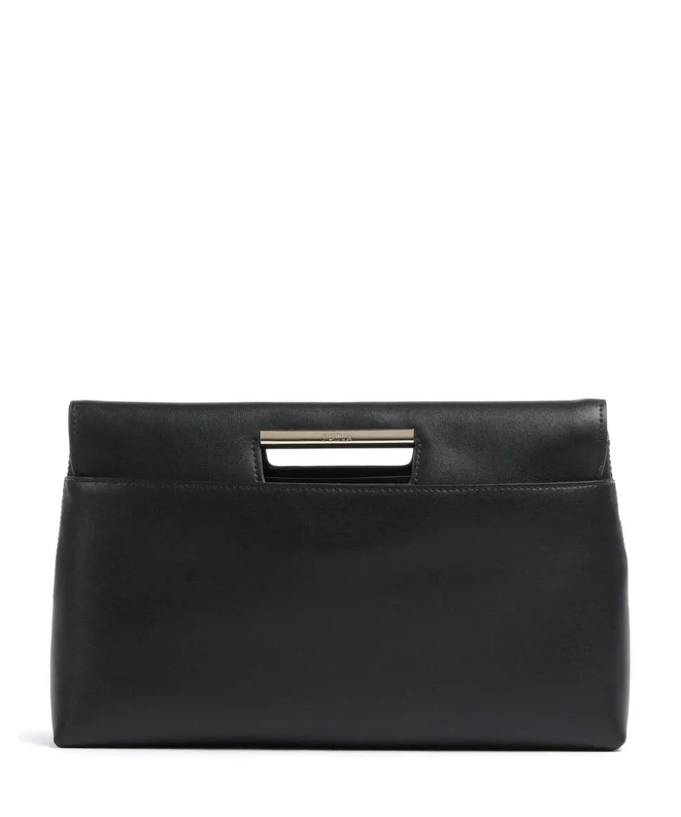Giada Clutch fein genarbtes Leder schwarz