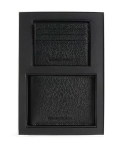 Giftset Geldbörse genarbtes Rindsleder schwarz