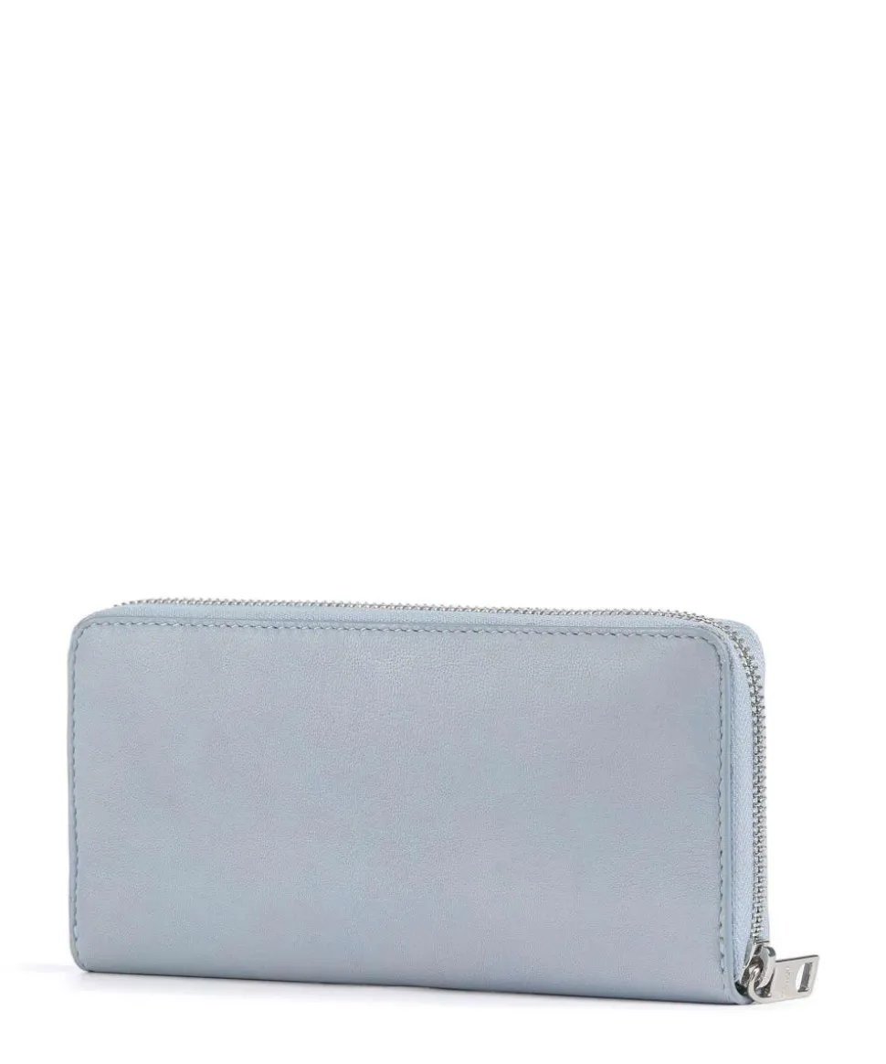 Gigi Sheep Natural L RFID Geldbörse Schafsleder blaugrau