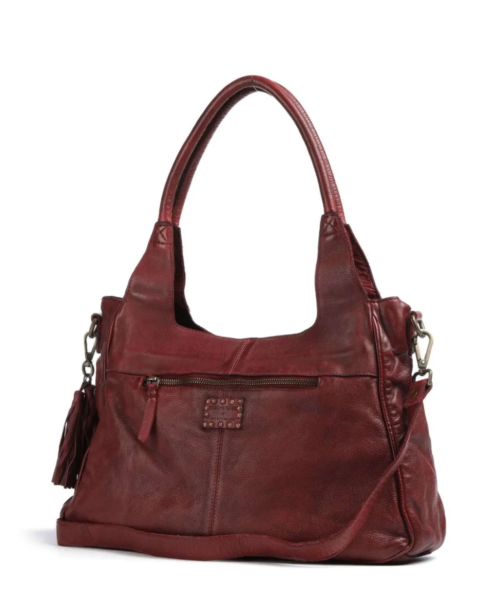 Glücksbrücke 3 Schultertasche genarbtes Rindsleder wein