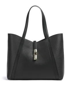 Goccia L Shopper genarbtes Leder schwarz