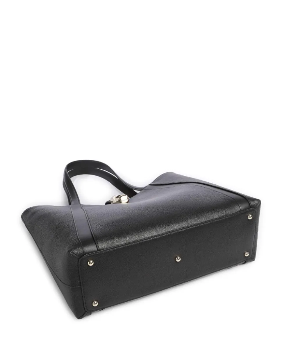 Goccia L Shopper genarbtes Leder schwarz