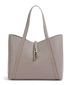 Goccia L Shopper genarbtes Leder taupe