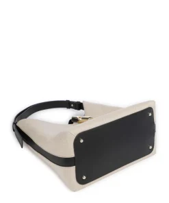 Goccia M Beuteltasche Canvas beige/schwarz