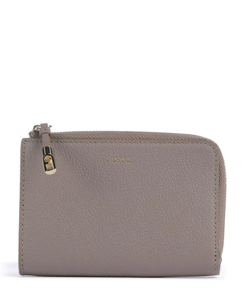 Goccia M Kreditkartenetui genarbtes Leder taupe