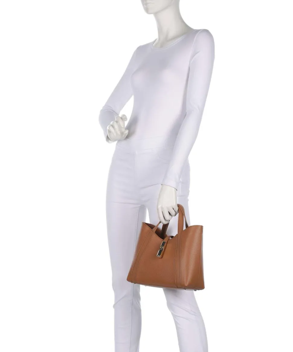 Goccia S Handtasche genarbtes Leder braun