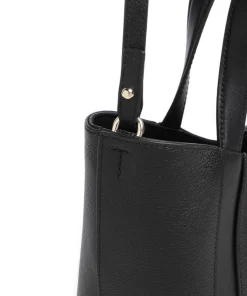 Goccia S Handtasche genarbtes Leder schwarz