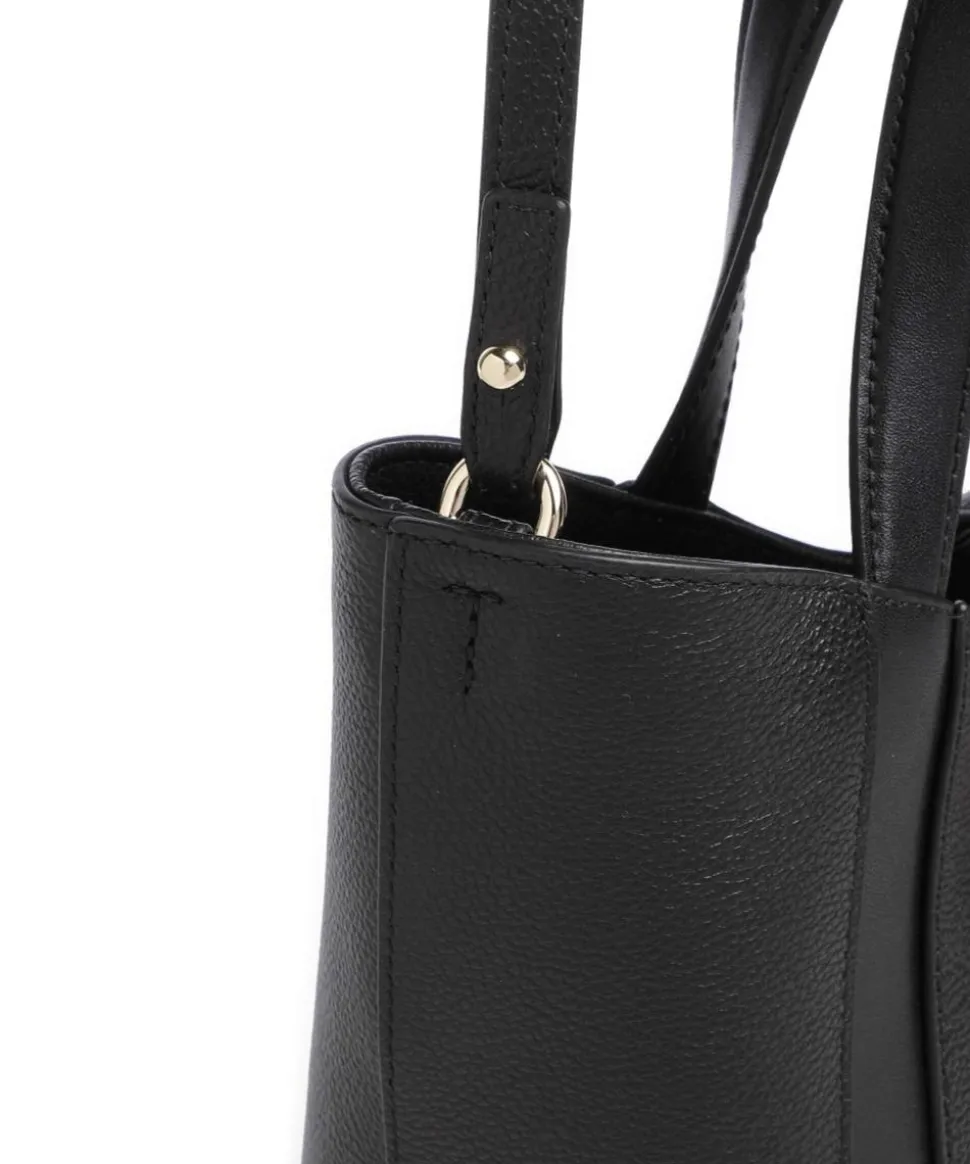 Goccia S Handtasche genarbtes Leder schwarz