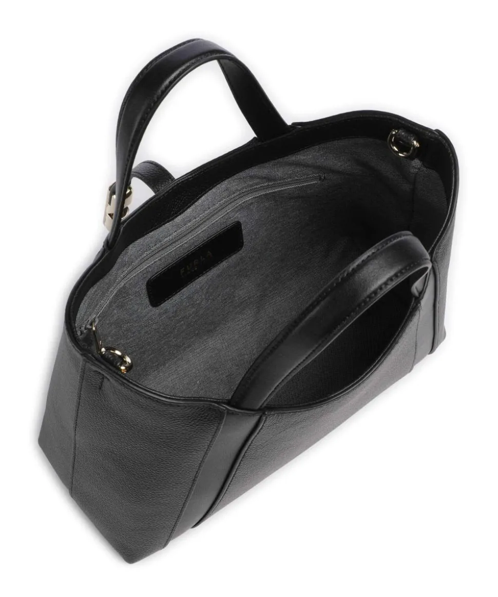 Goccia S Handtasche genarbtes Leder schwarz