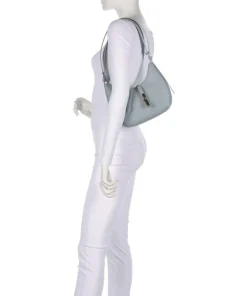 Goccia S Schultertasche genarbtes Kalbsleder blaugrau