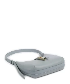 Goccia S Schultertasche genarbtes Kalbsleder blaugrau