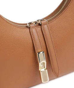 Goccia S Schultertasche genarbtes Kalbsleder braun