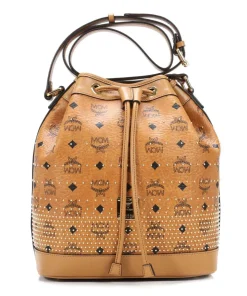 Gold Visetos Beuteltasche Lederimitat cognac