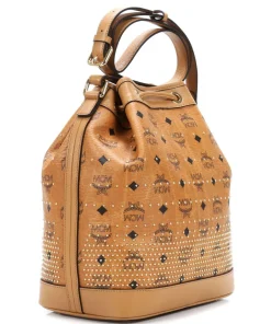 Gold Visetos Beuteltasche Lederimitat cognac