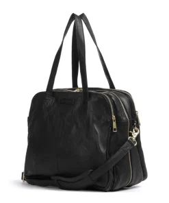 Golden Chic Schultertasche genarbtes Leder schwarz