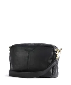 Golden Chic Umhängetasche fein genarbtes Leder schwarz