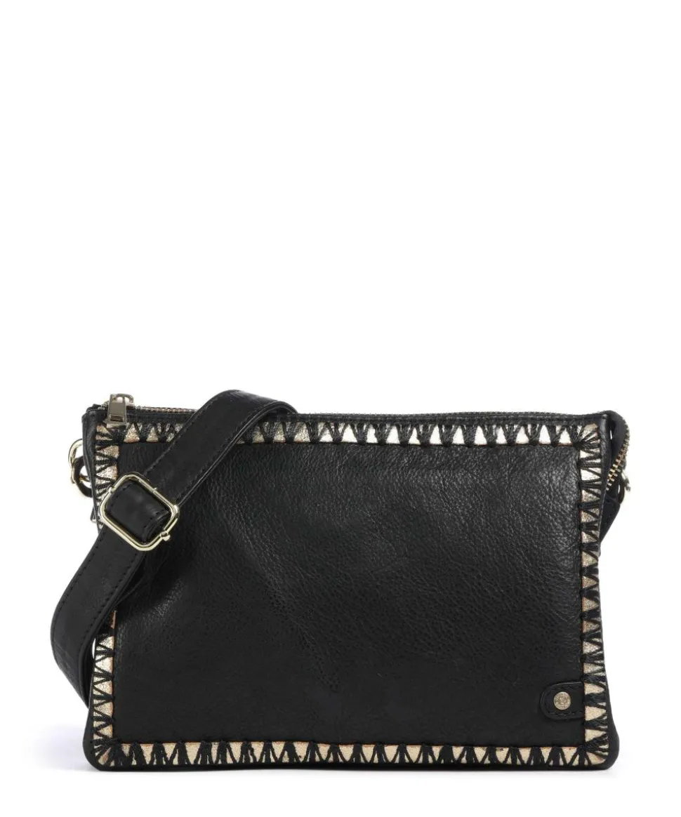 Golden Magic Umhängetasche genarbtes Leder schwarz