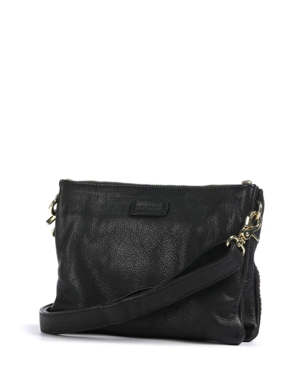 Golden Magic Umhängetasche genarbtes Leder schwarz