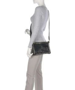 Golden Magic Umhängetasche genarbtes Leder schwarz