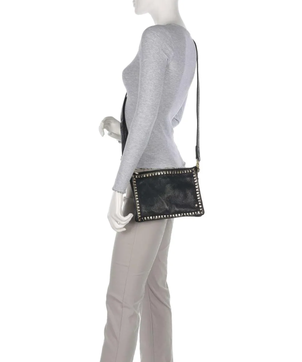 Golden Magic Umhängetasche genarbtes Leder schwarz