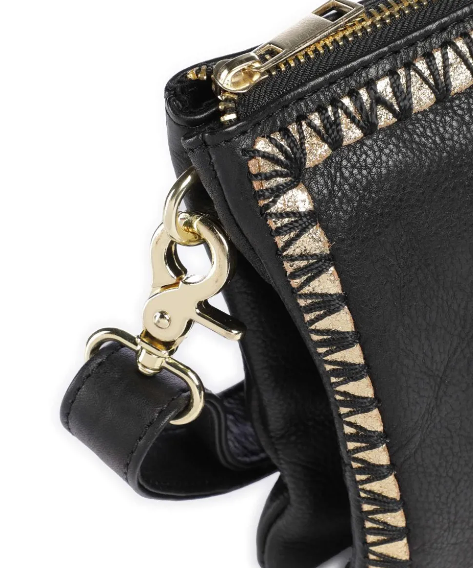 Golden Magic Umhängetasche genarbtes Leder schwarz