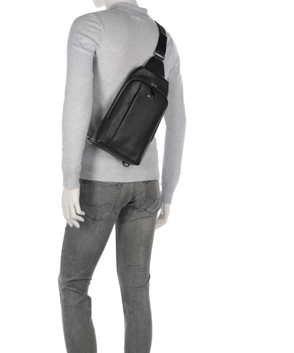 Golf Slingbag fein genarbtes Rindsleder schwarz